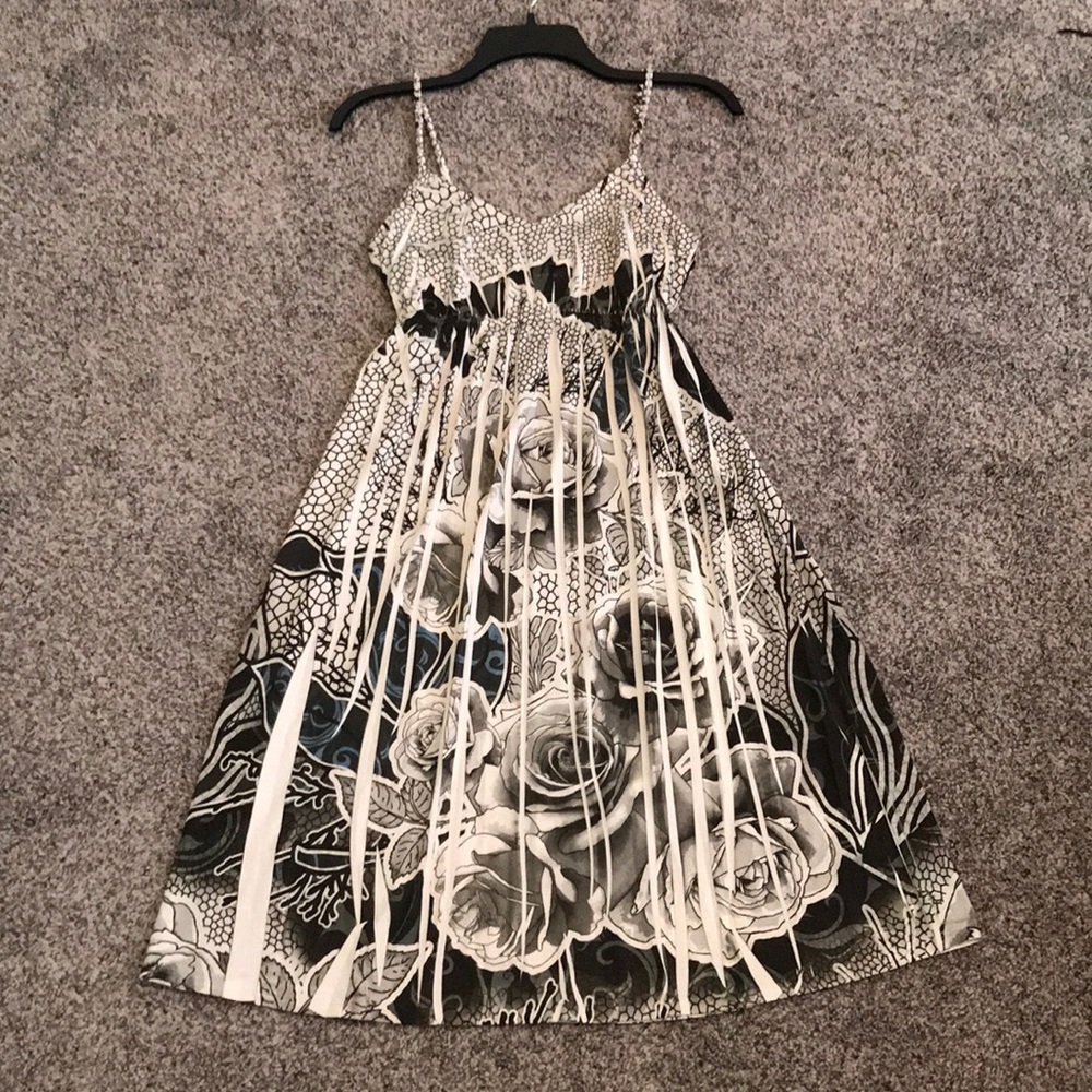 Dori Empire Waist Rose Graphic Dress